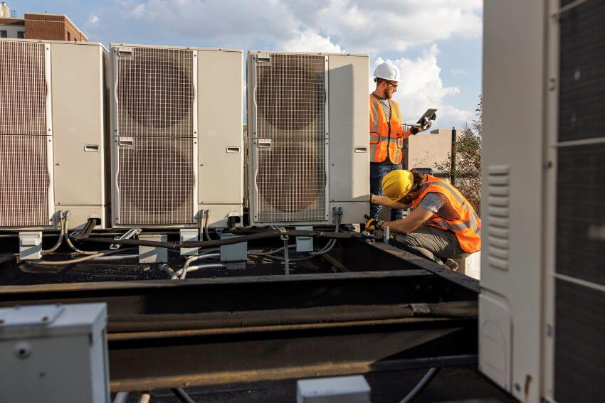 Two-employees-working-on-commercial-HVAC-image